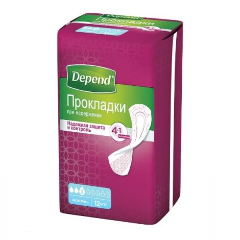 Прокладки Depend №12 жен. при недержании Normal 3 капля