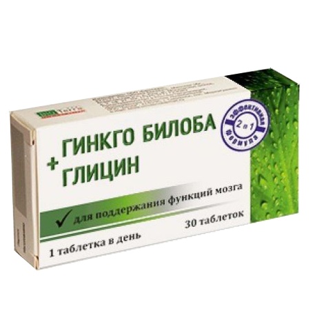 Гинкго билоба+глицин 200мг №30 табл.