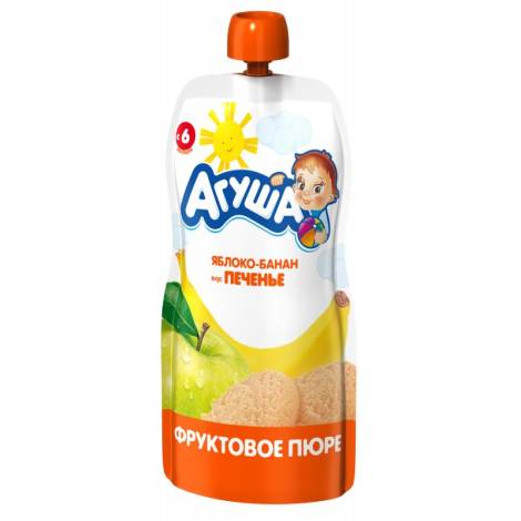 Пюре Агуша 90,0 яблоко+банан+печенье