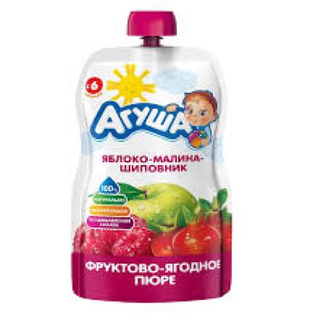 Пюре Агуша 90,0 яблоко+малина+шиповник