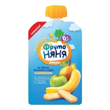 Пюре Фрутоняня 90,0 яблоко+банан+груша+печенье