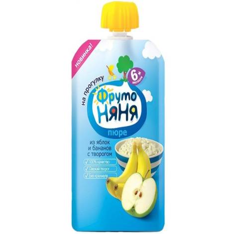 Пюре Фрутоняня 90,0 яблоко+банан+творог