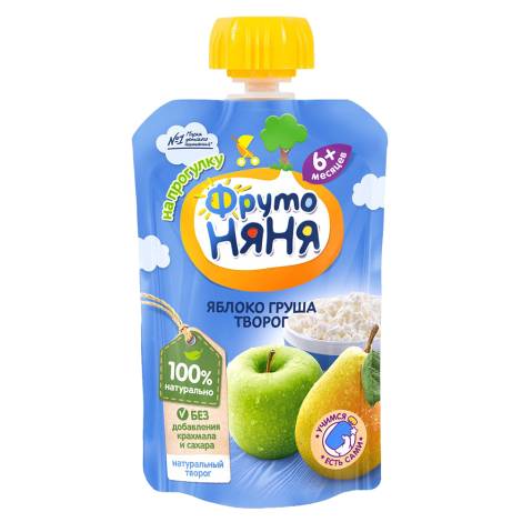 Пюре Фрутоняня 90,0 яблоко+груша+творог