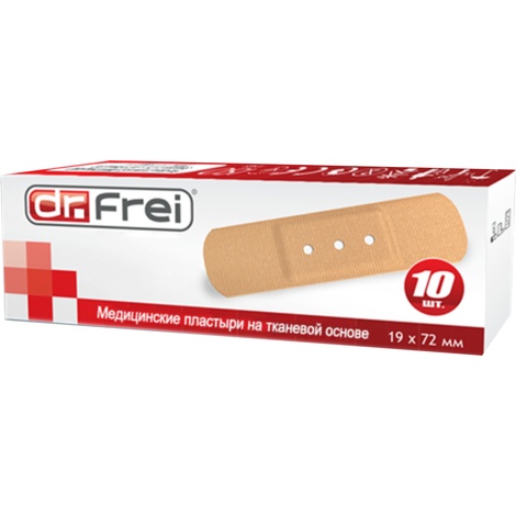 Лейкопластырь Dr.Frei бактерицидный19ммх72мм №10 на тканевой основе