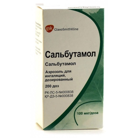 Сальбутамол 100мкг/доза 200доз аэрозоль Глаксо