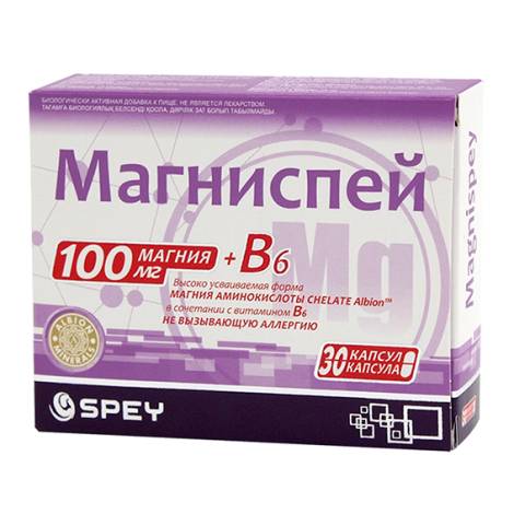 Магниспей Магний 100мг+ витамин В6 №30 капс.    