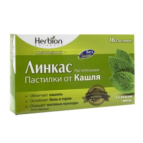 Линкас №16 растительные пастилки б/сахара со вкусом мяты