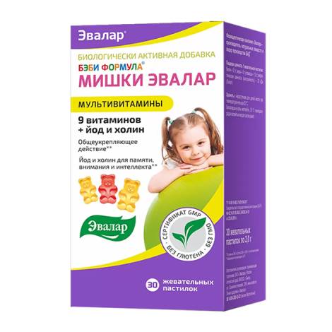 Бэби Формула Мишки №30 Мультивитамины 9 вит.+йод и холин жев. пастилки