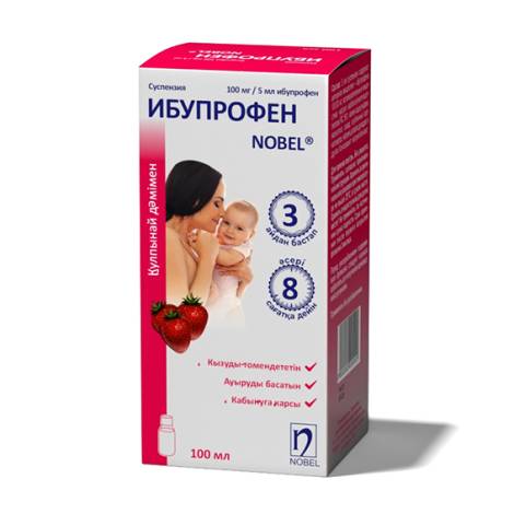 Ибупрофен NOBEL 100мг/5мл 100 мл Суспензия клубника